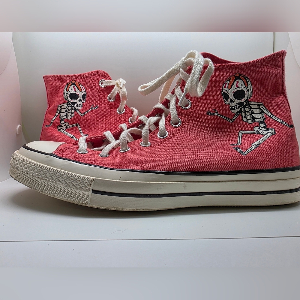 Pink High-Top Sneakers with Skeleton Design - Picture 4 of 8